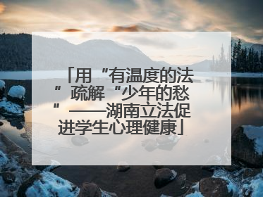 用“有温度的法”疏解“少年的愁”——湖南立法促进学生心理健康