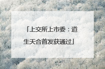 上交所上市委：道生天合首发获通过