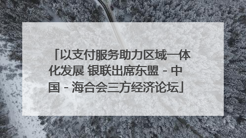 以支付服务助力区域一体化发展 银联出席东盟－中国－海合会三方经济论坛