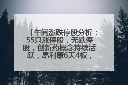 午间涨跌停股分析：55只涨停股，无跌停股，创新药概念持续活跃，昂利康6天4板，众生药业2连板