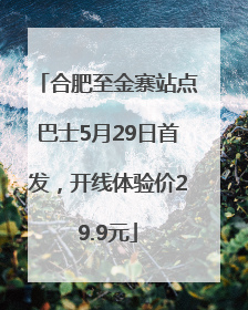 合肥至金寨站点巴士5月29日首发，开线体验价29.9元