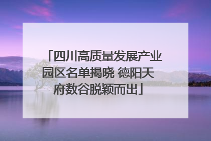 四川高质量发展产业园区名单揭晓 德阳天府数谷脱颖而出