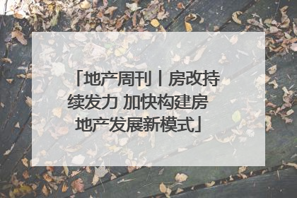 地产周刊丨房改持续发力 加快构建房地产发展新模式