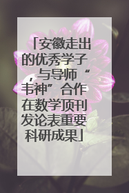 安徽走出的优秀学子，与导师“韦神”合作在数学顶刊发论表重要科研成果