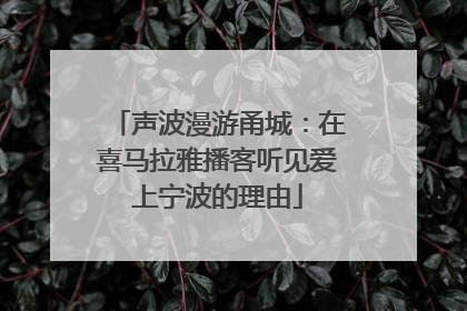 声波漫游甬城：在喜马拉雅播客听见爱上宁波的理由