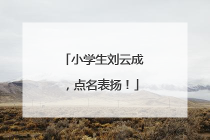 小学生刘云成，点名表扬！