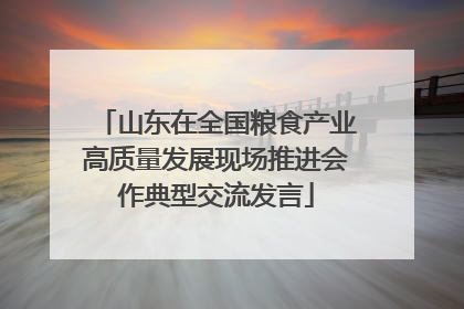 山东在全国粮食产业高质量发展现场推进会作典型交流发言