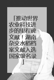 推动世界农业科技进步的里程碑文献！湖南杂交水稻档案文献入选国家级名录