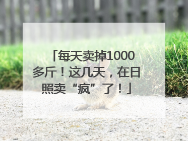 每天卖掉1000多斤！这几天，在日照卖“疯”了！