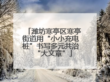 潍坊寒亭区寒亭街道用“小小充电桩”书写多元共治“大文章”