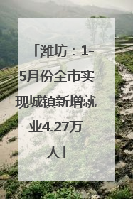 潍坊：1-5月份全市实现城镇新增就业4.27万人