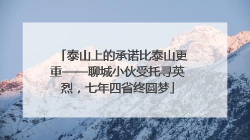 泰山上的承诺比泰山更重——聊城小伙受托寻英烈，七年四省终圆梦