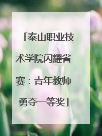 泰山职业技术学院闪耀省赛：青年教师勇夺一等奖