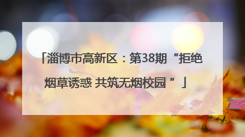 淄博市高新区：第38期“拒绝烟草诱惑 共筑无烟校园 ”