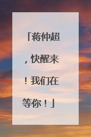 蒋仲超，快醒来！我们在等你！