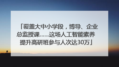 覆盖大中小学段，博导、企业总监授课……这场人工智能素养提升高研班参与人次达30万