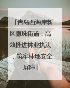 青岛西海岸新区隐珠街道：高效推进林业执法，筑牢林地安全屏障