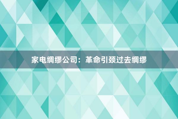 家电绸缪公司：革命引颈过去绸缪