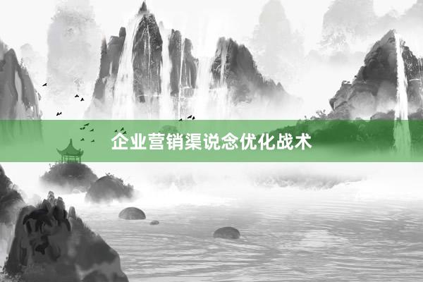 企业营销渠说念优化战术